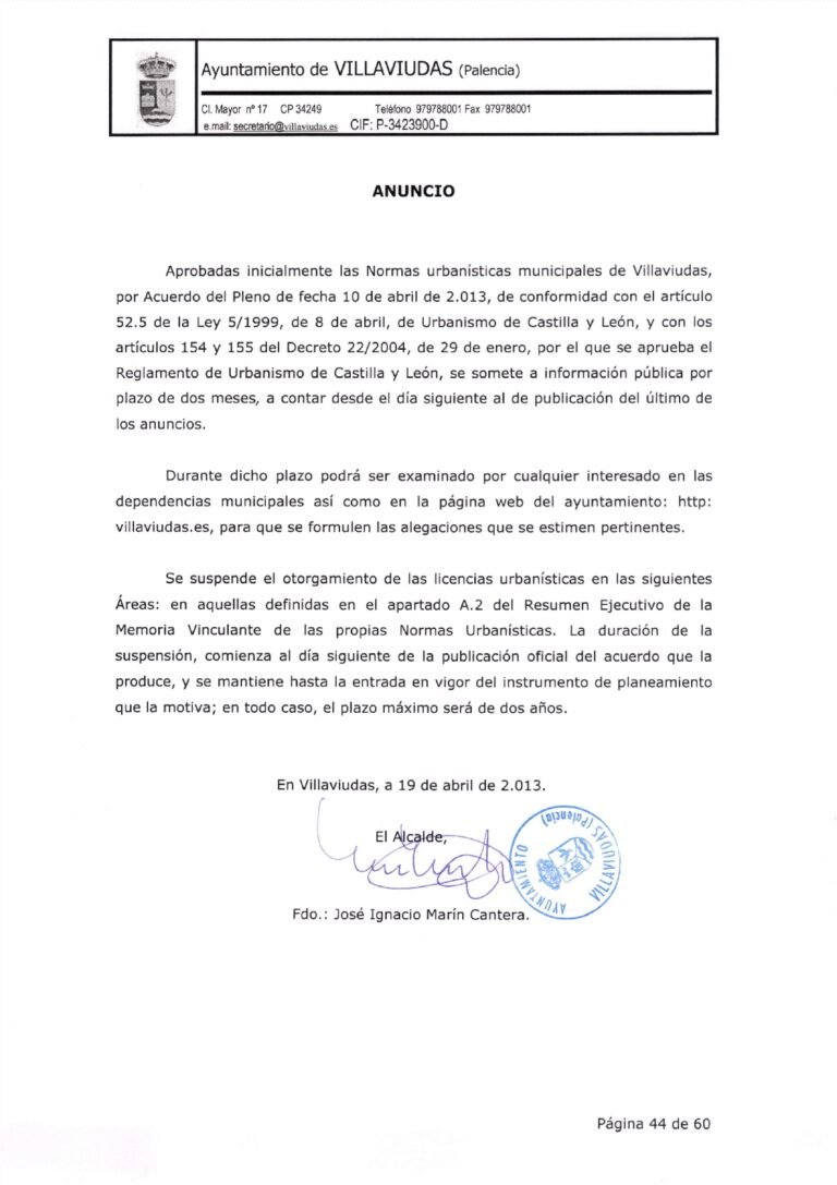 Publicadas Normas Urbanísticas Municipales