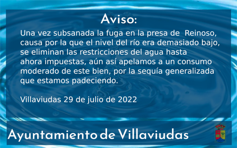 Aviso de recomendaciones uso del agua